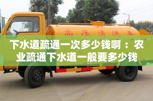 北京下水道疏通一次多少錢啊 ：農業疏通下水道一般要多少錢
