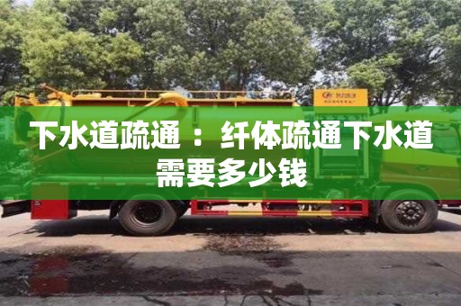 下水道疏通 ：纖體疏通下水道需要多少錢