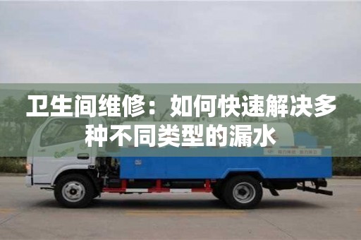 北京衛生間維修：如何快速解決多種不同類型的漏水