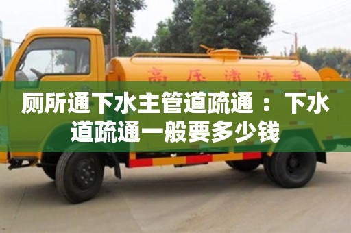 北京廁所通下水主管道疏通 ：下水道疏通一般要多少錢(qián)