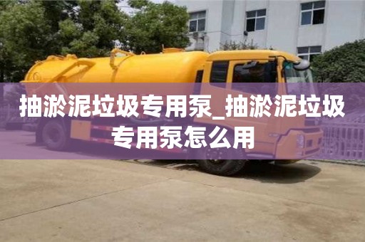 西安抽淤泥垃圾專用泵_抽淤泥垃圾專用泵怎么用