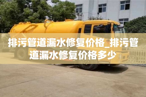 唐山排污管道漏水修復價格_排污管道漏水修復價格多少