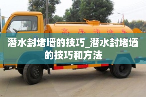唐山潛水封堵墻的技巧_潛水封堵墻的技巧和方法