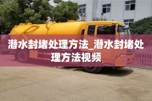 唐山潛水封堵處理方法_潛水封堵處理方法視頻