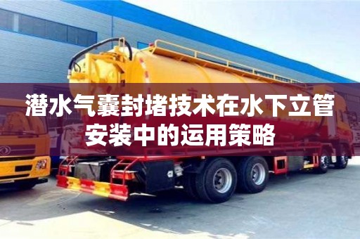 北京潛水氣囊封堵技術在水下立管安裝中的運用策略
