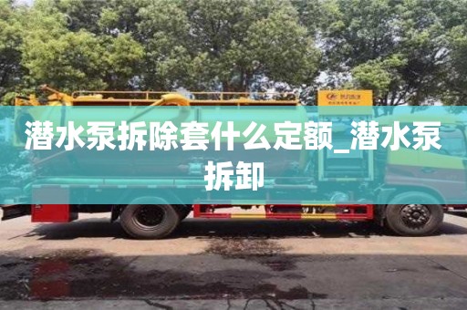 潛水泵拆除套什么定額_潛水泵拆卸