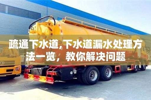 疏通下水道,下水道漏水處理方法一覽，教你解決問題