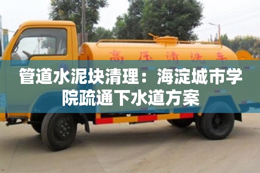 南京管道水泥塊清理：海淀城市學院疏通下水道方案